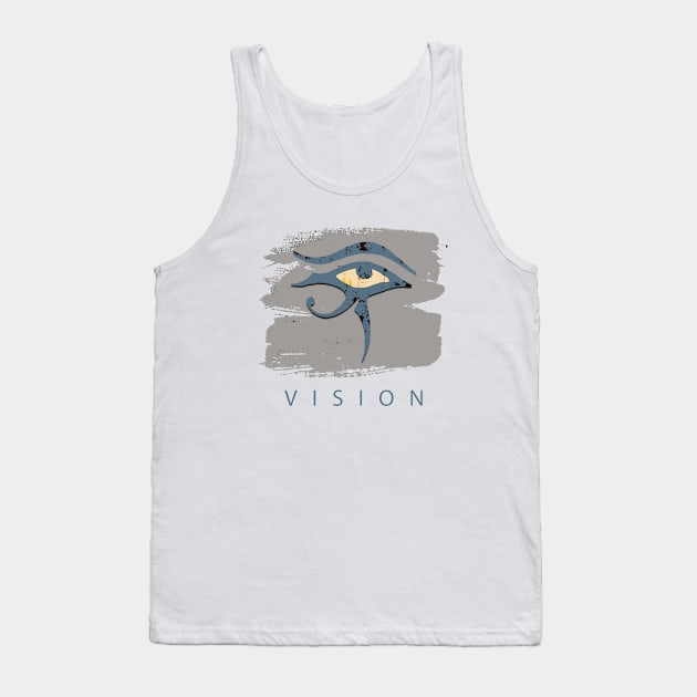 Eye of Horus - Vision Grey & Blue Tank Top by Whites Designs